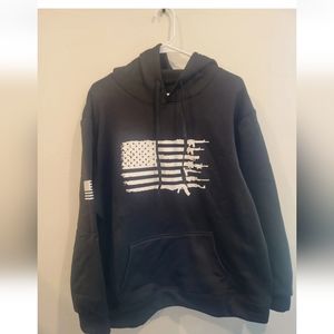 Mens 1XL Patriotic Gun American Flag Hoodie